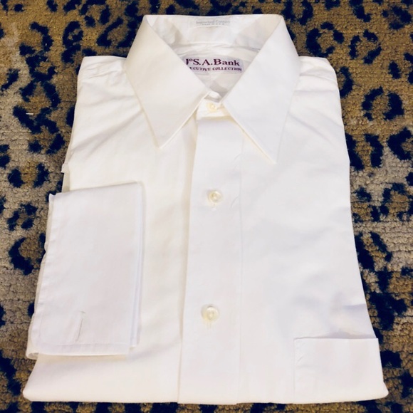 Bank White French Cuff Dress Shirt 